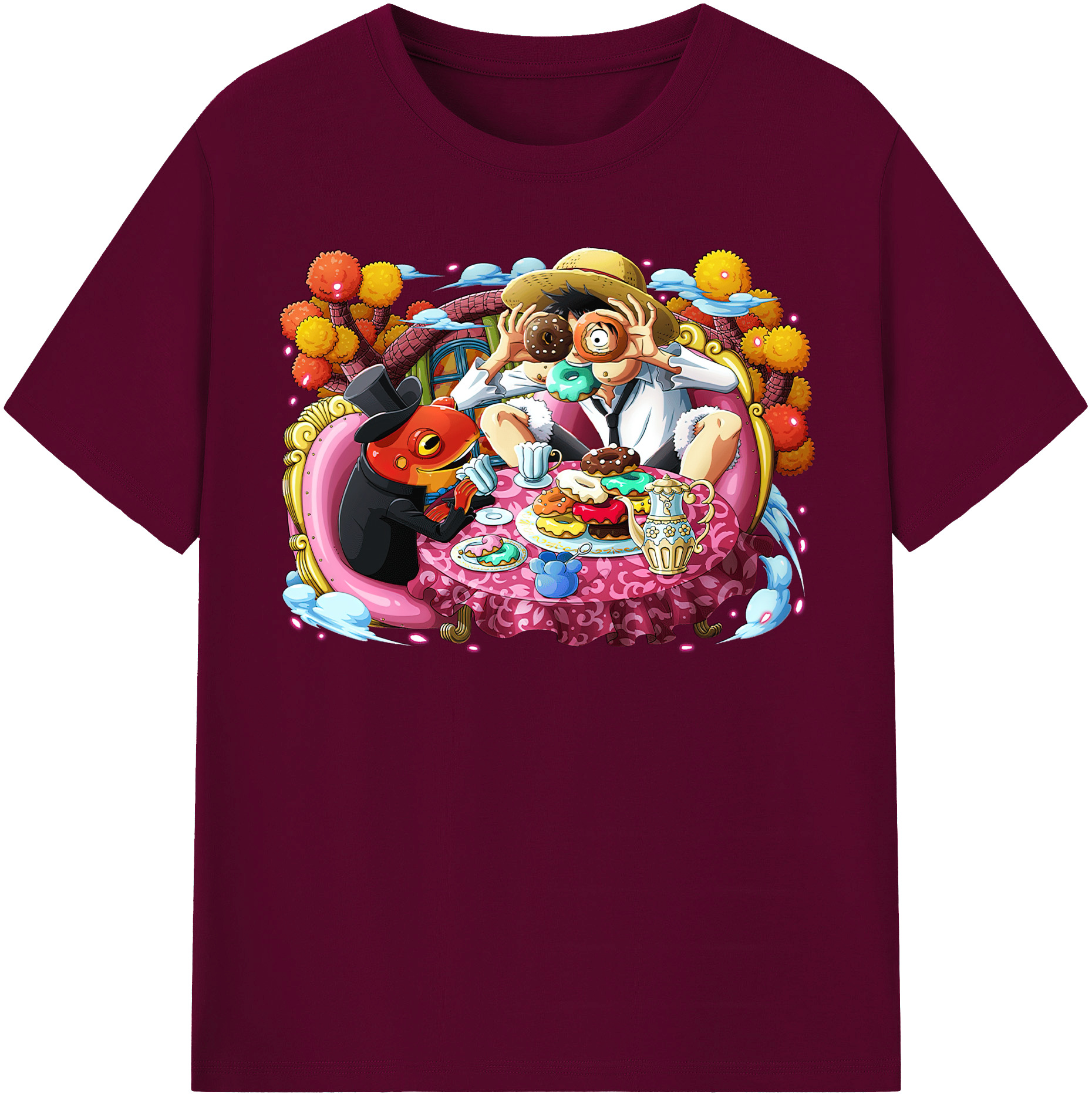 ワンピース モンキー・D・ルフィ ONE PIECE Monkey D. Luffy レディースカジュアルプリントTシャツ（綿100％）